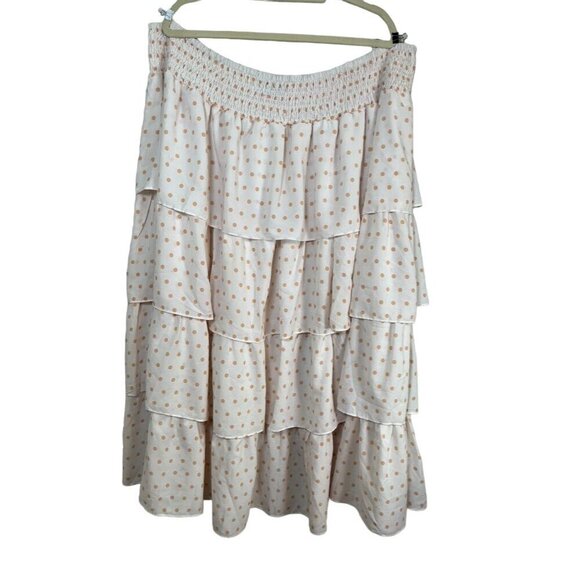 Rebdolls Polka Dot Tiered Skirt 5X Orange Prairie Hippie Indie Eur0 Summer Artsy - Picture 1 of 10